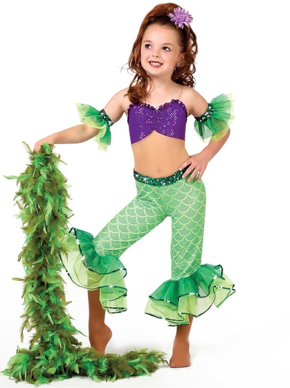 Purple & Green Mermaid Dance Outfit for Kids
